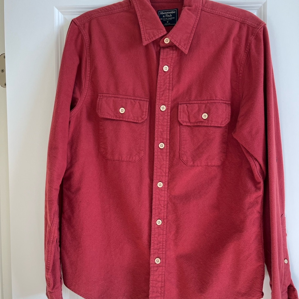 A&F Brick Red Casual Button Down Shirt flannel